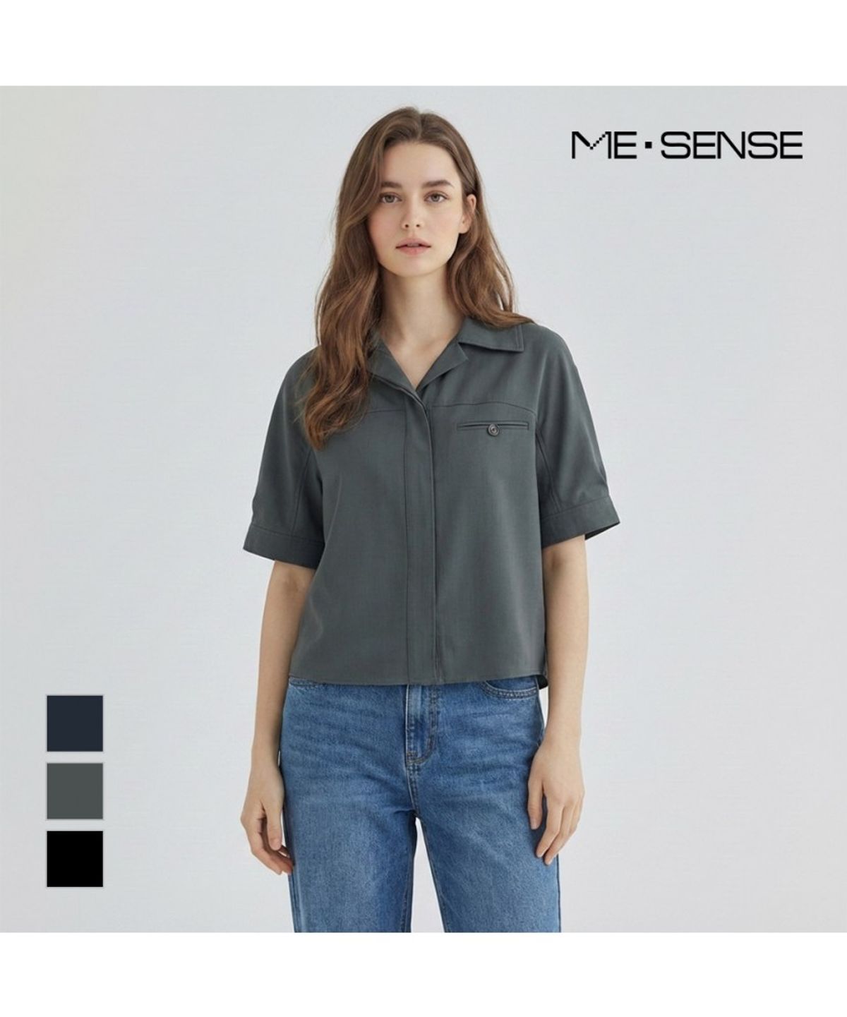 미센스(MESENSE) 박시핏 반팔셔츠_MB34BLP103Z