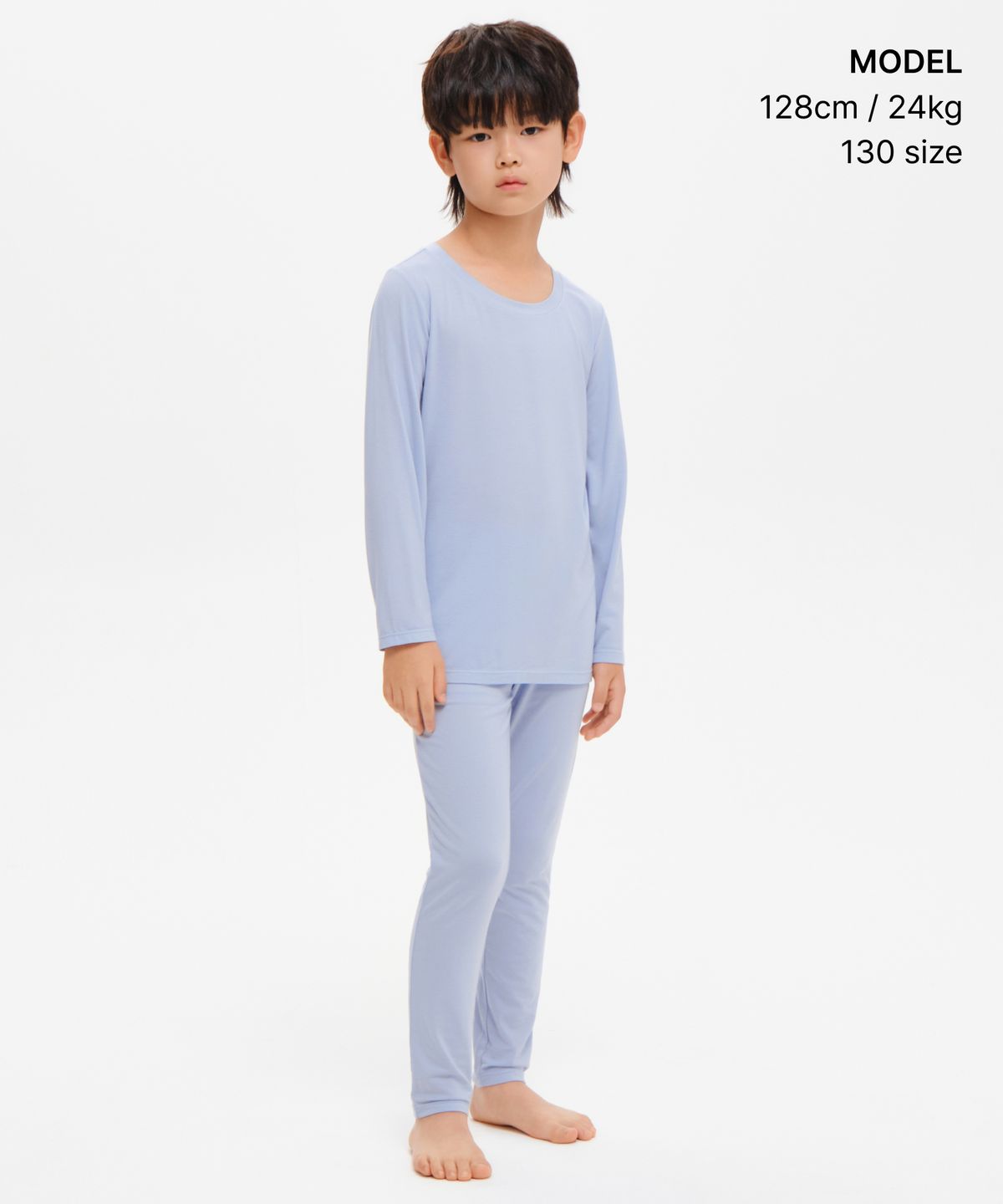 무신사 스탠다드 키즈(MUSINSA STANDARD KIDS) [힛탠다드] 크루 넥 긴소매 언더셔츠 [블루 그레이]