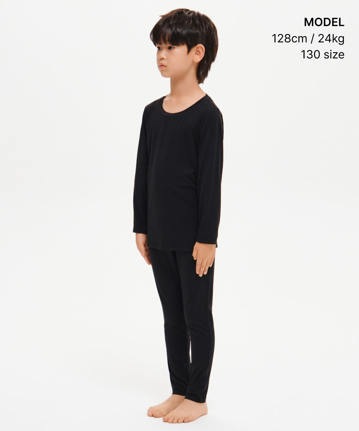 무신사 스탠다드 키즈(MUSINSA STANDARD KIDS) [힛탠다드] 크루 넥 긴소매 언더셔츠 [블랙]