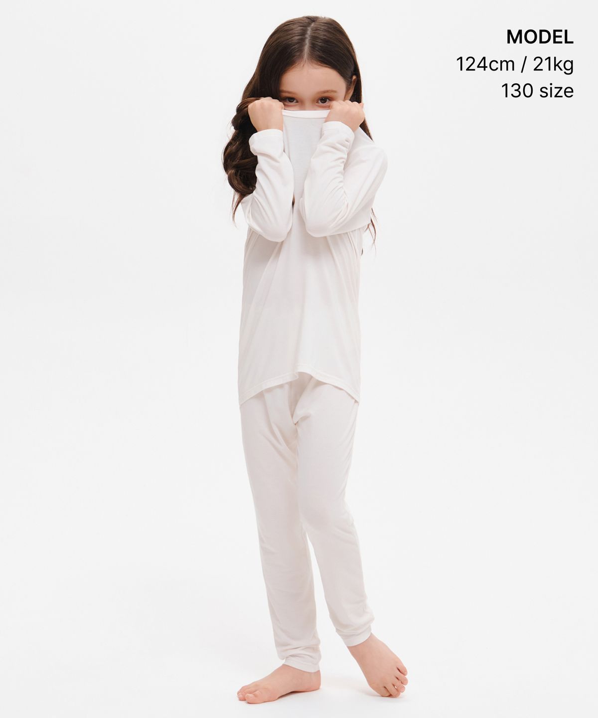 무신사 스탠다드 키즈(MUSINSA STANDARD KIDS) [힛탠다드] 크루 넥 긴소매 언더셔츠 [아이보리]