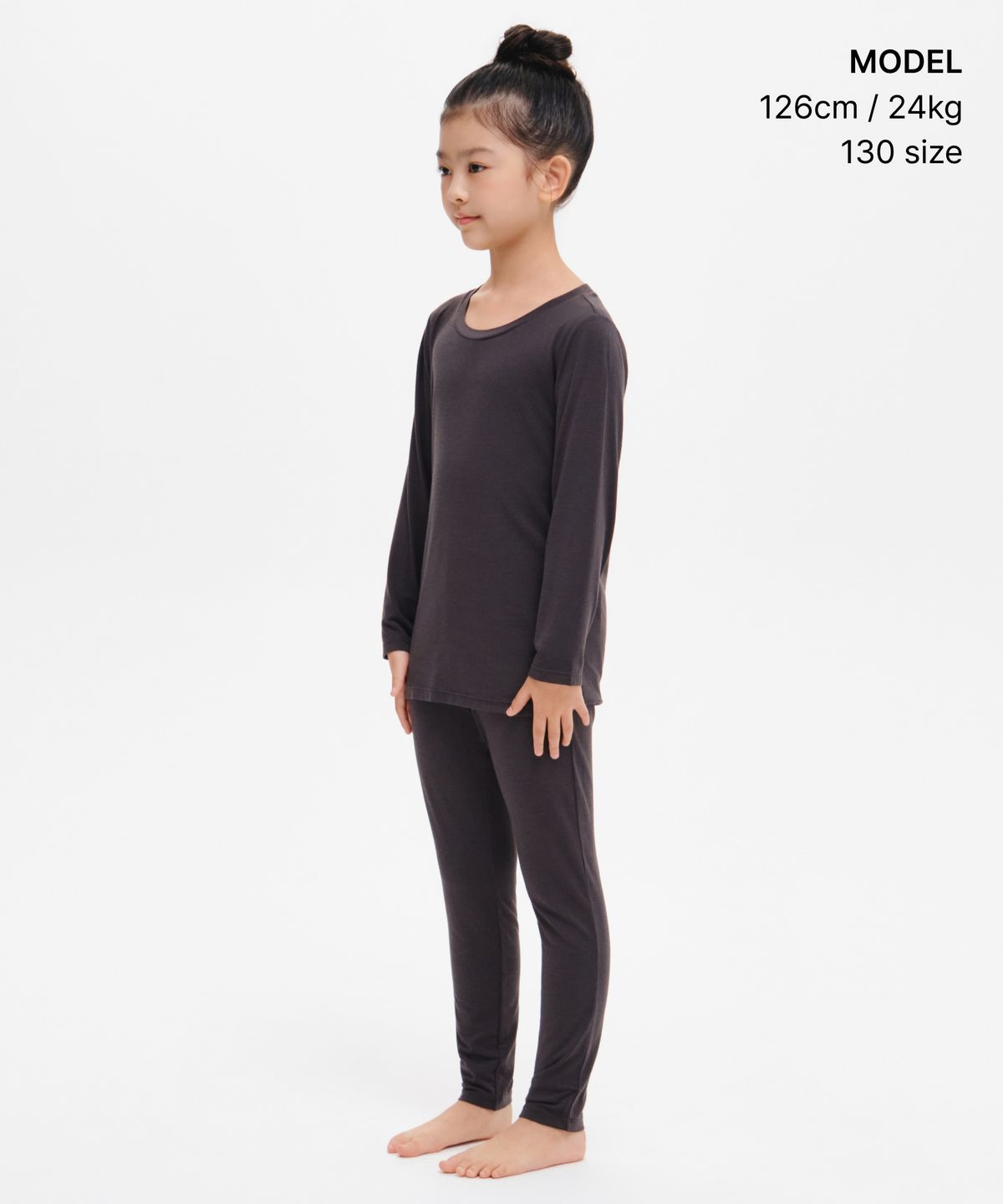 무신사 스탠다드 키즈(MUSINSA STANDARD KIDS) [힛탠다드] 크루 넥 긴소매 언더셔츠 [다크 그레이]