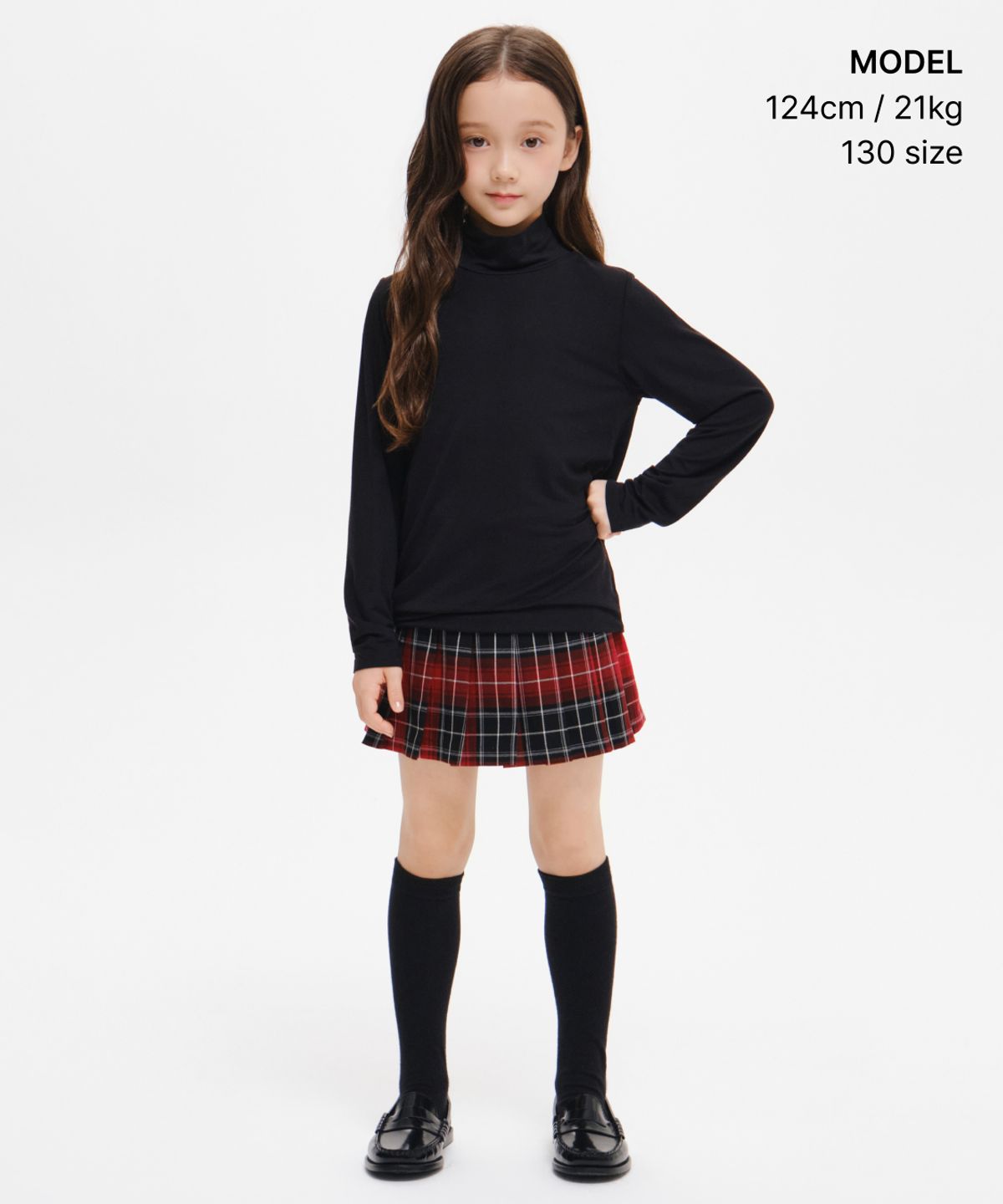 무신사 스탠다드 키즈(MUSINSA STANDARD KIDS) [힛탠다드] 터틀 넥 긴소매 언더셔츠 [블랙]