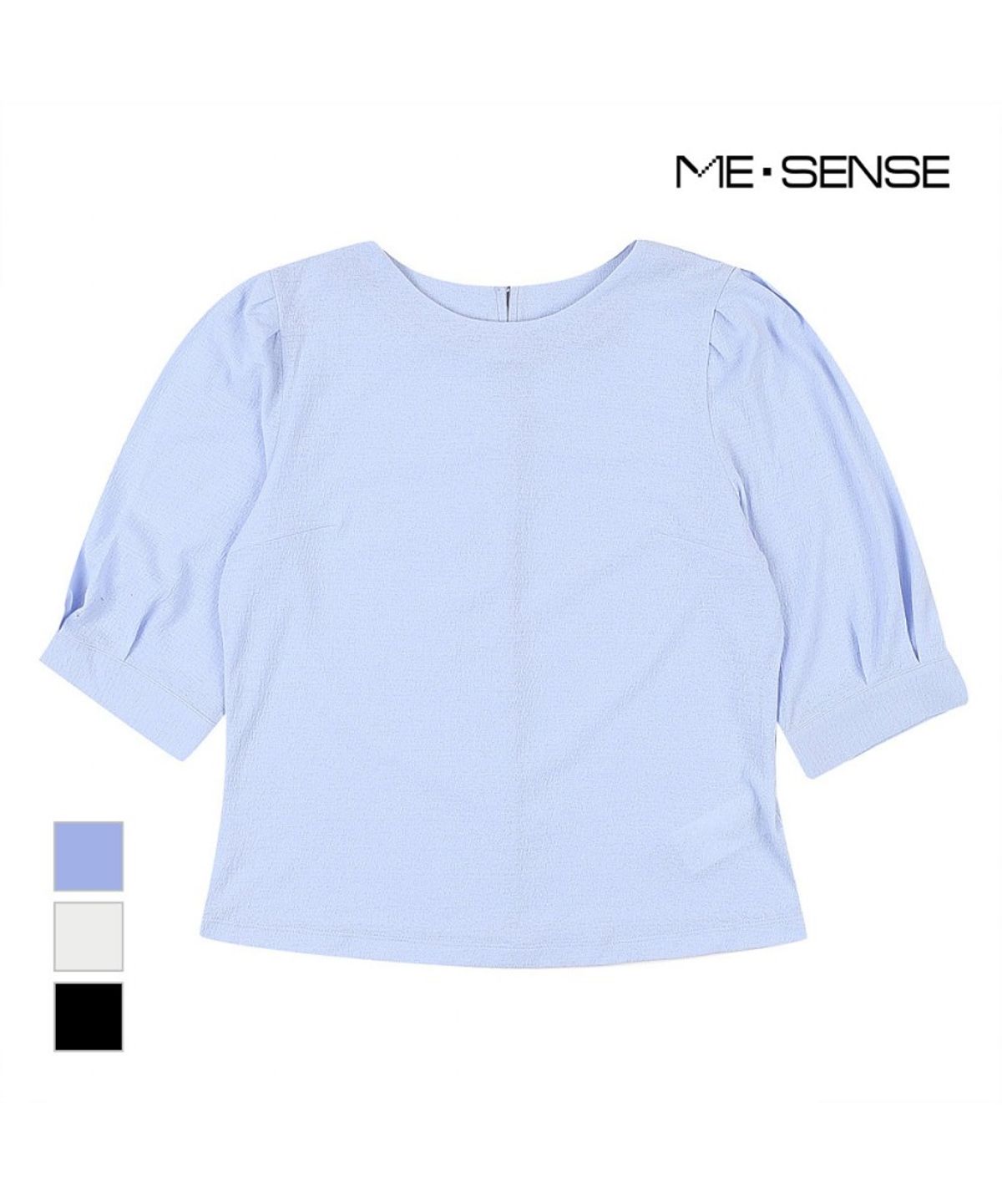 미센스(MESENSE) 라운드넥 퍼프소매 블라우스_MB34BLP201Z