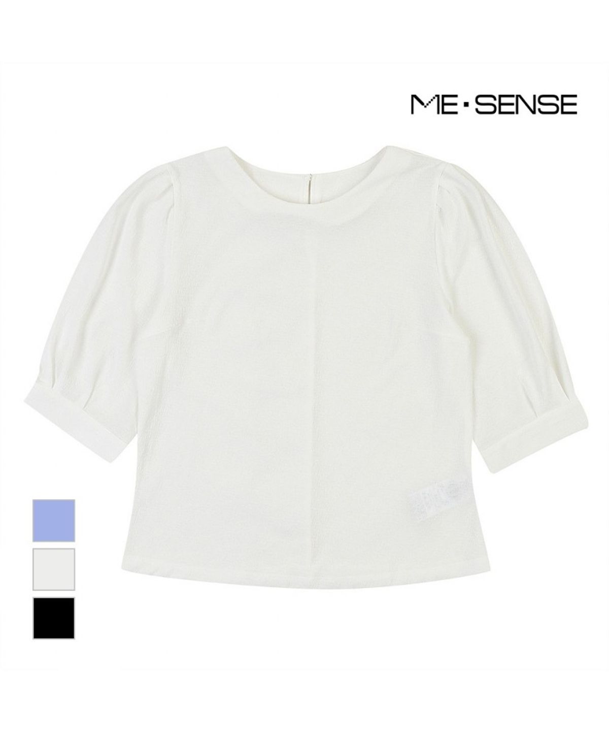 미센스(MESENSE) 라운드넥 퍼프소매 블라우스_MB34BLP201Z