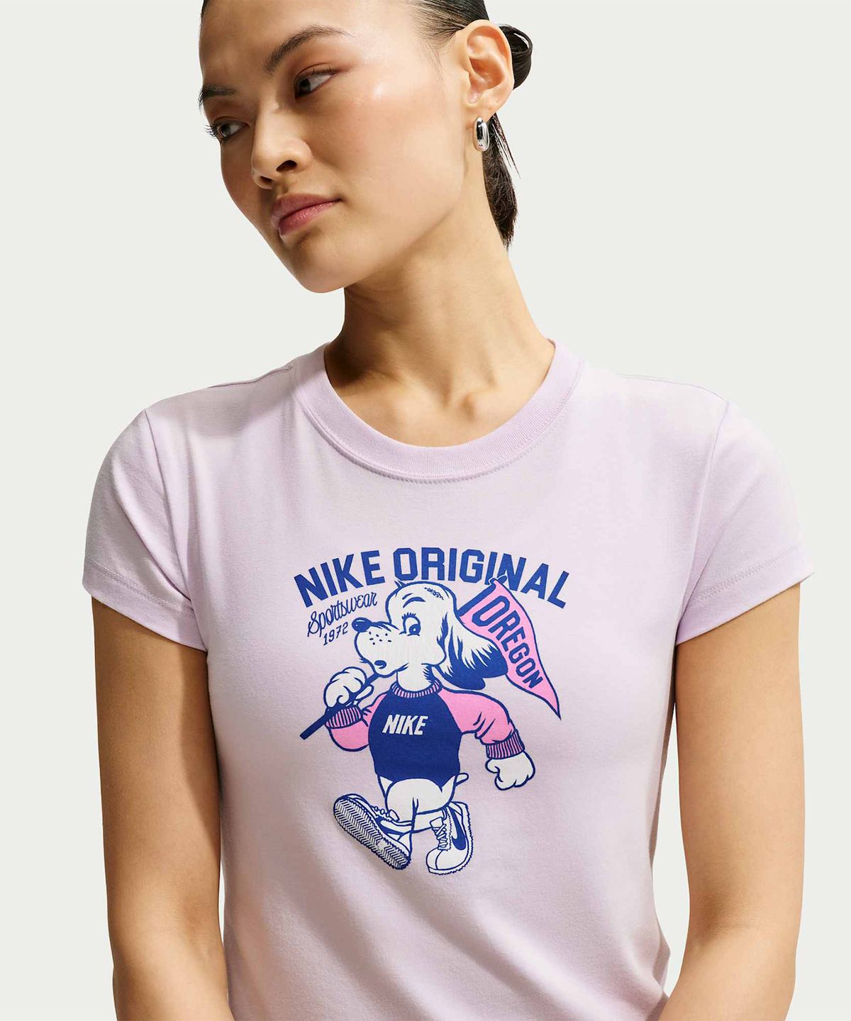 나이키(NIKE) 스포츠웨어 칠 니트 슬림 모드 크롭 티셔츠 W - 블리치트 라일락 / IM6415-583