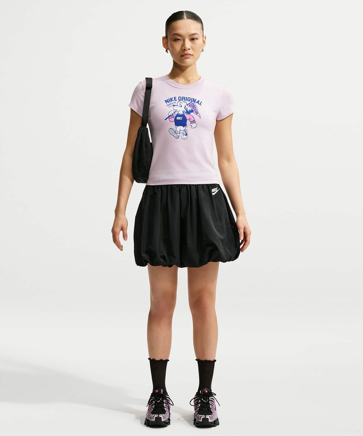 나이키(NIKE) 스포츠웨어 칠 니트 슬림 모드 크롭 티셔츠 W - 블리치트 라일락 / IM6415-583