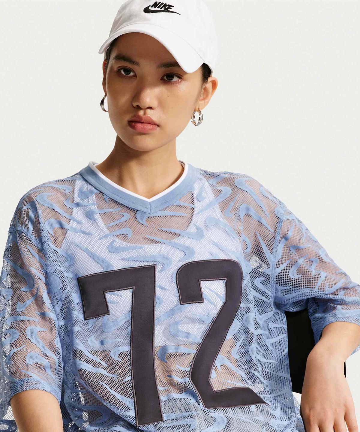 나이키(NIKE) 스포츠웨어 칠 레이스 오버사이즈 저지 W - 워크 블루:그리드아이언:화이트 / IM8388-486