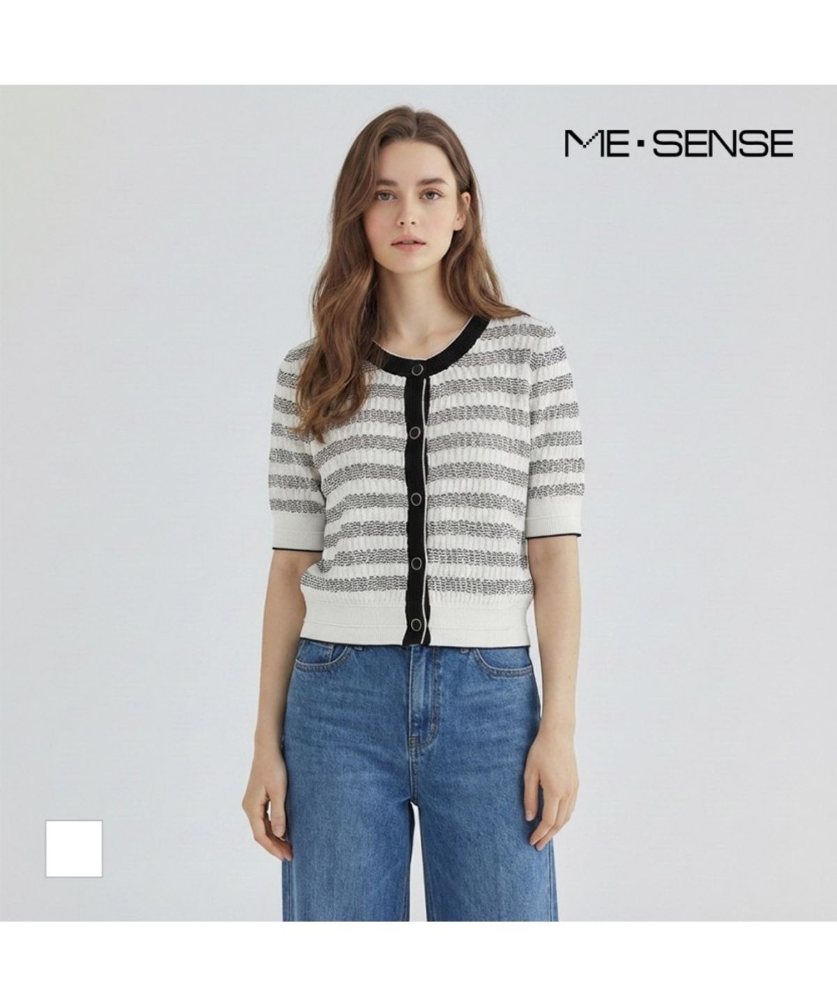 미센스(MESENSE) 투톤패턴 니트 가디건_MB34KCMD81Z