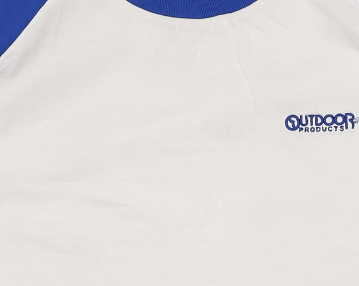 아웃도어 프로덕츠(OUTDOOR PRODUCTS) 스몰로고 래글런 크롭 반팔 티셔츠 RAGLAN CROP TS FREE