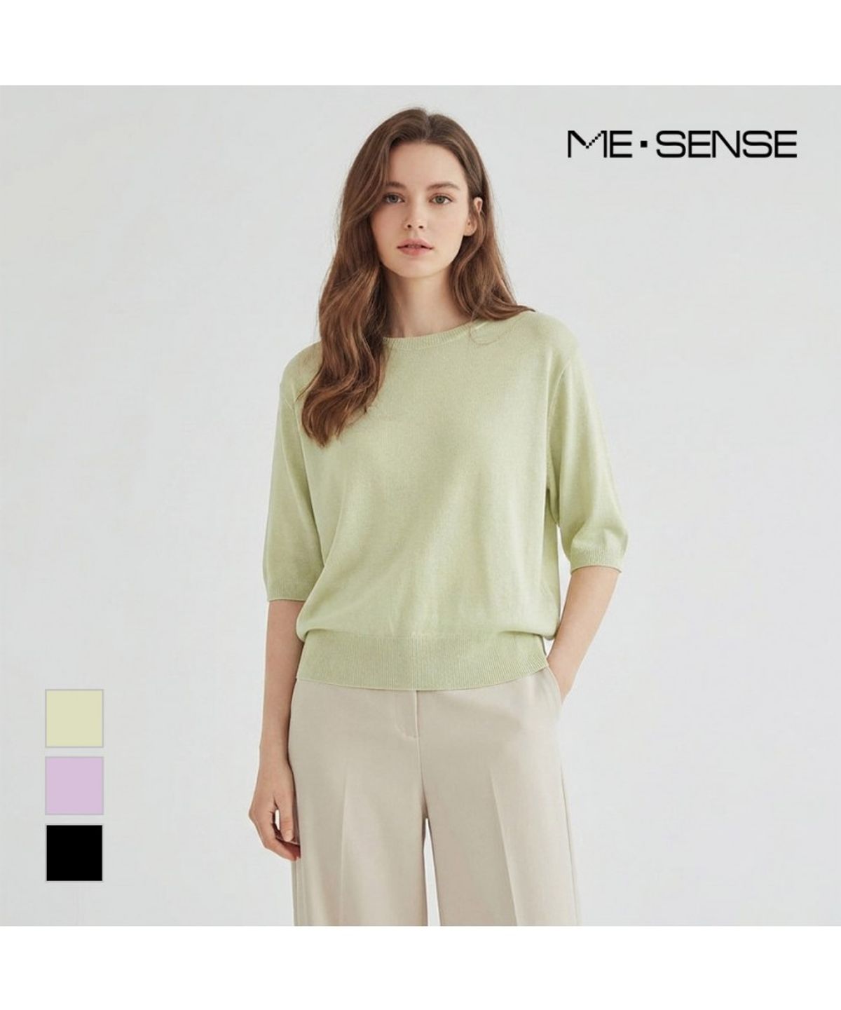 미센스(MESENSE) 라운드넥 반팔니트_MB34KNP601Z