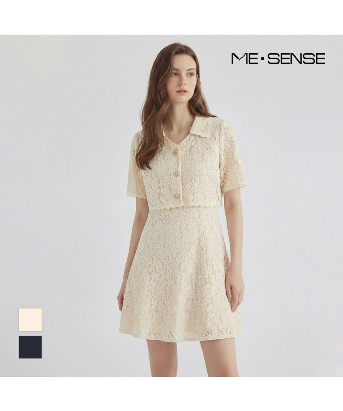 미센스(MESENSE) 시스루레이스 카라반팔 원피스_MB34OPM104Z