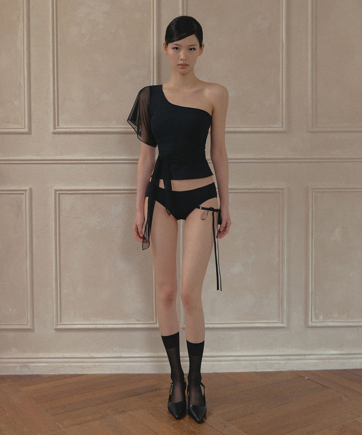 비나제이(VINAJ) 시스루 윙 숄더 비키니브라 (Black)