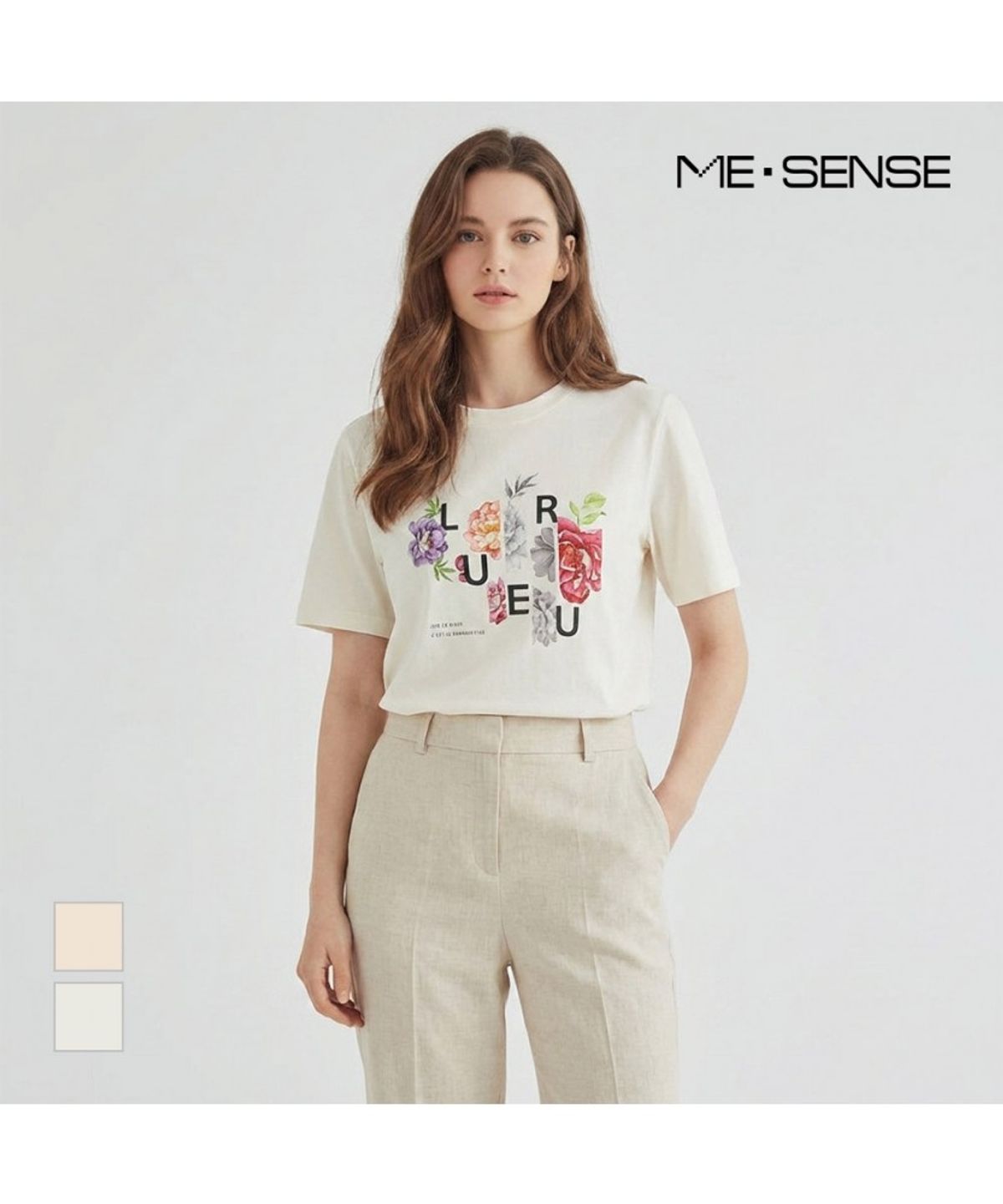 미센스(MESENSE) 플라워 반팔티셔츠_MB34TSP214Z