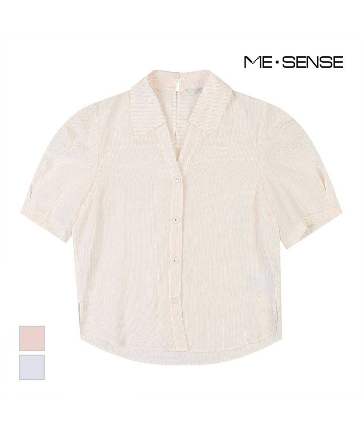 미센스(MESENSE) 트임카라 반팔 블라우스_MB35BLM116Z