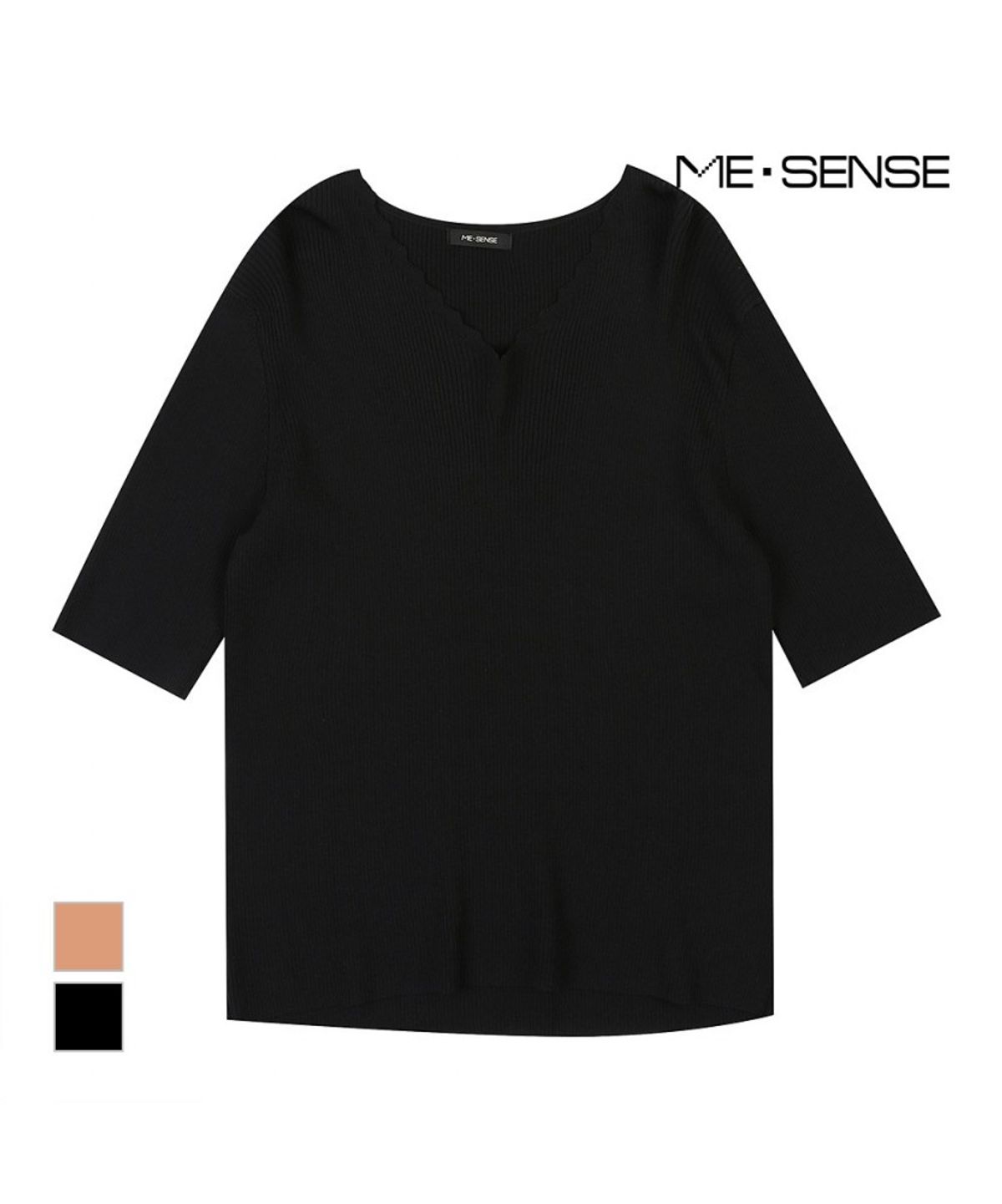 미센스(MESENSE) 물결넥 슬림니트_MB35KNMD13Z