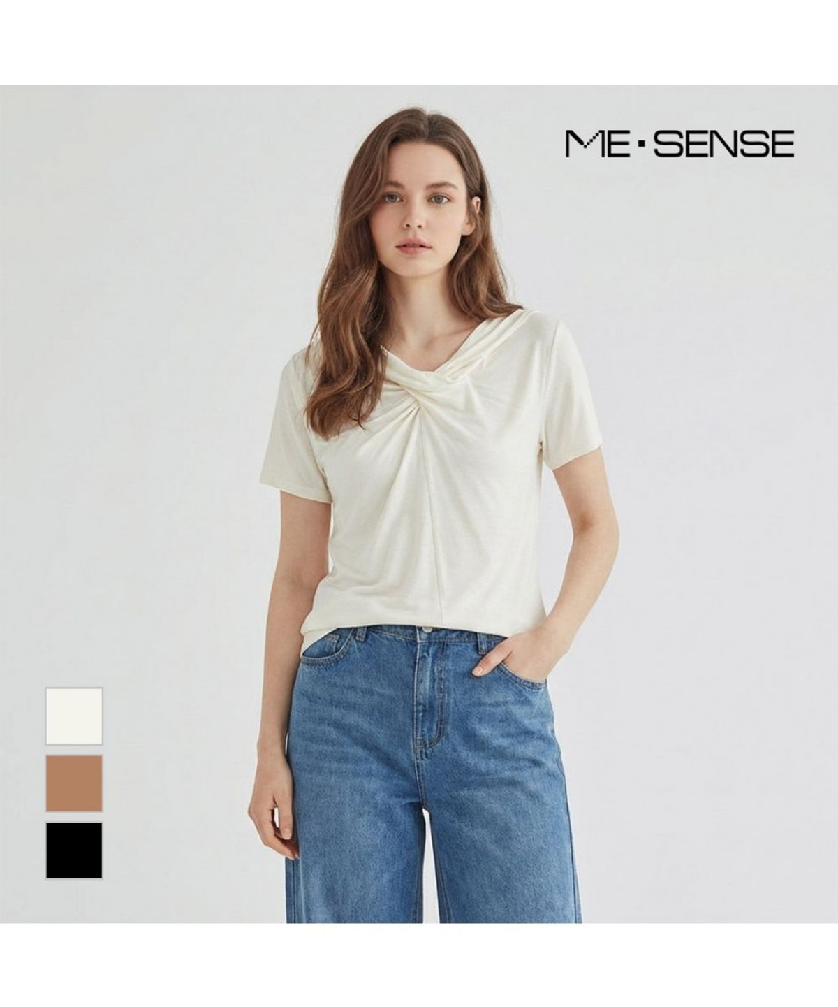 미센스(MESENSE) 꼬임디테일 반팔티셔츠_MB35TSP225Z