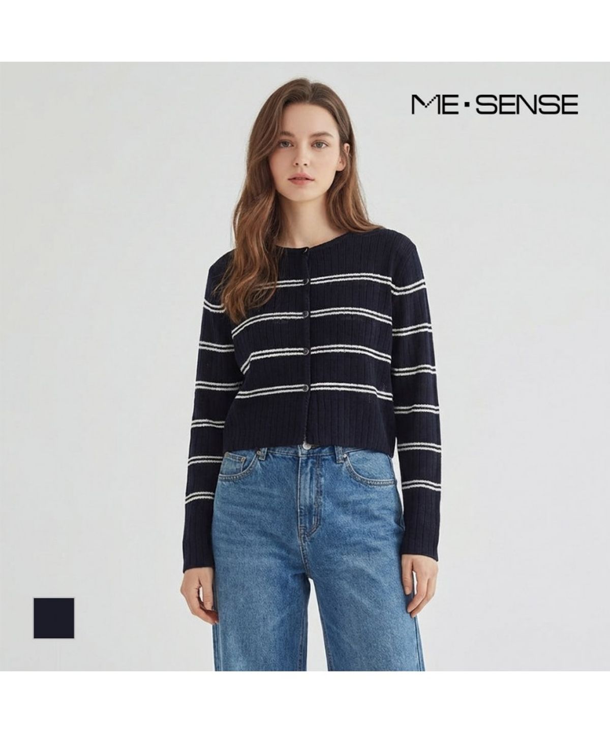 미센스(MESENSE) 라인패턴 니트가디건_MB44KCM603Z
