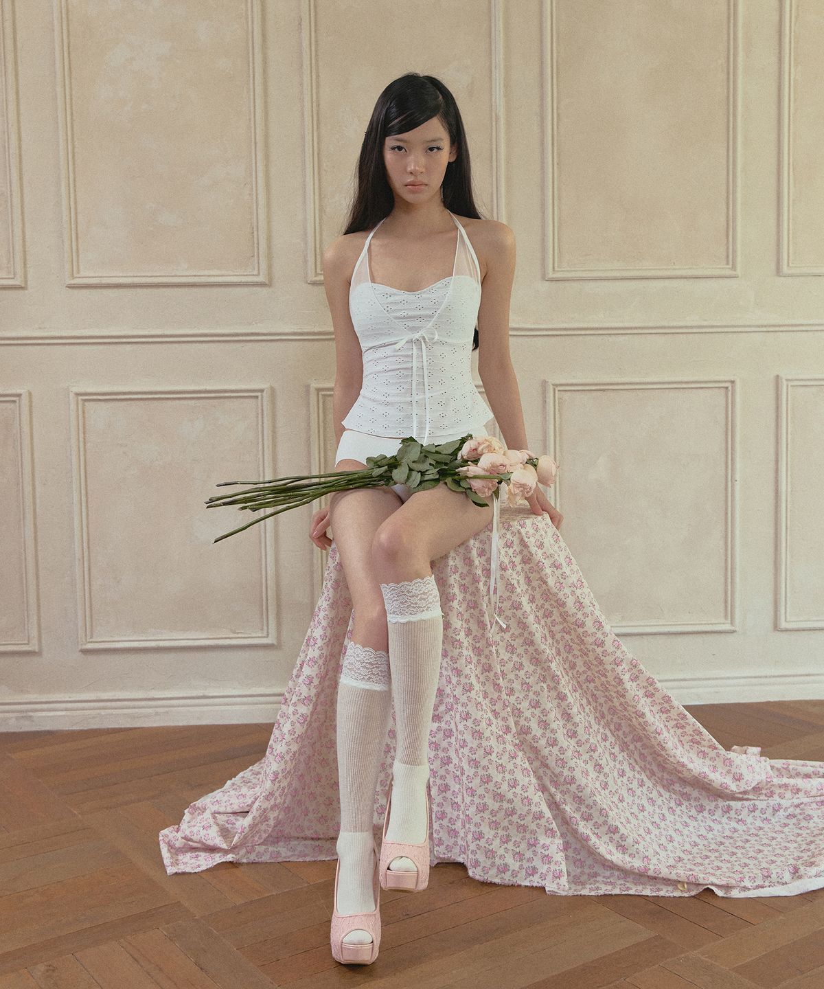 비나제이(VINAJ) 시스루 홀터 플레어 비키니브라 (White)