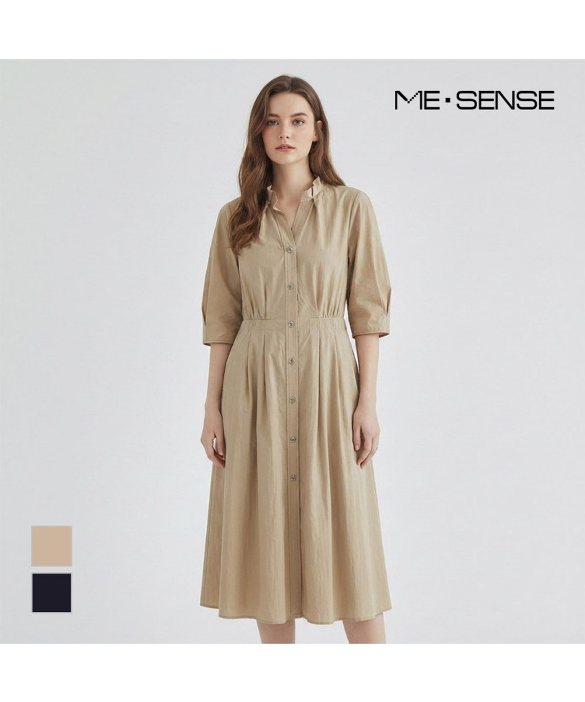 미센스(MESENSE) 트임넥 뒷밴딩 원피스_MB44OPS103Z