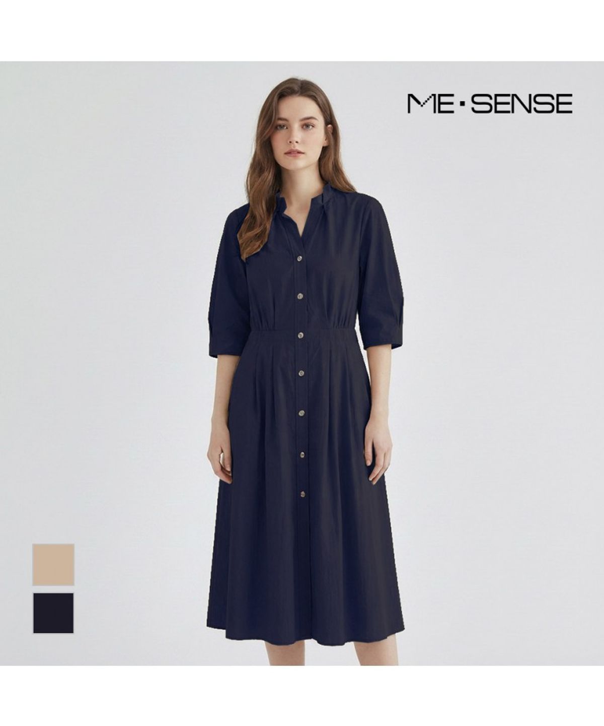 미센스(MESENSE) 트임넥 뒷밴딩 원피스_MB44OPS103Z