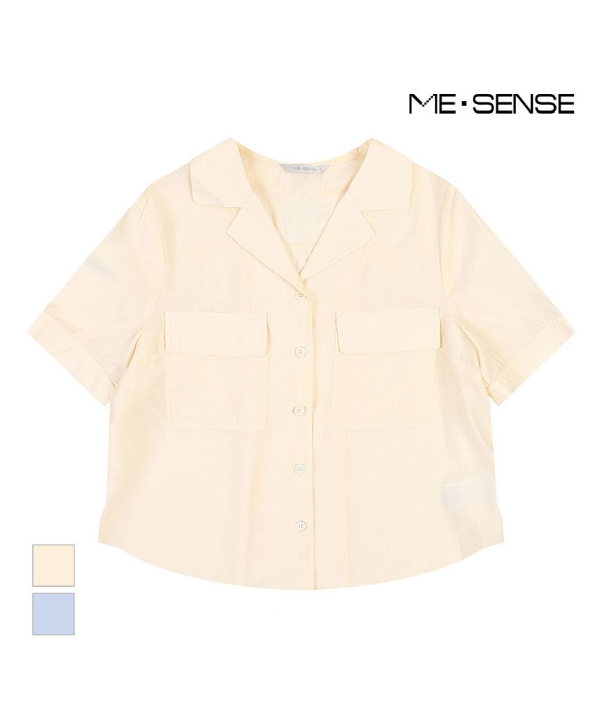 미센스(MESENSE) 더블포켓 반팔 블라우스_MB45BLPD03Z