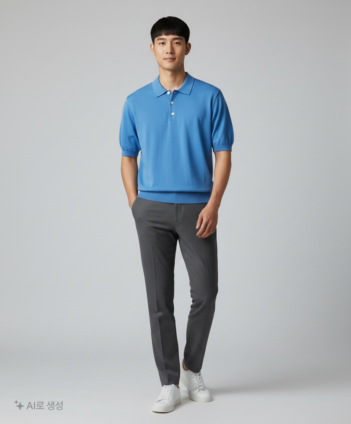 더니트컴퍼니(THEKNITCOMPANY) 하이 게이지 캐시미어 카라 니트 [블루] L
