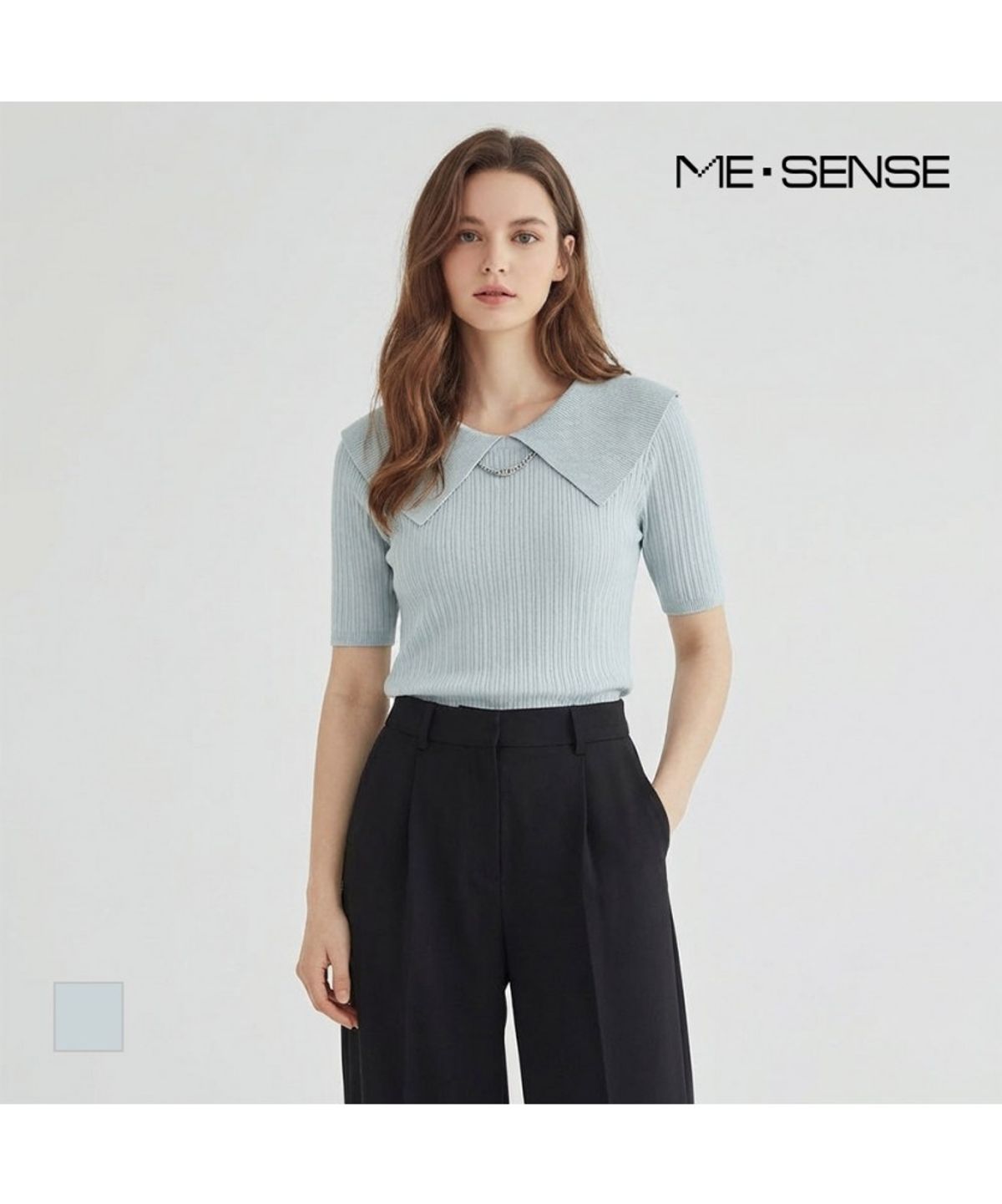 미센스(MESENSE) 빅카라 반팔 니트_MB45KNMD13Z