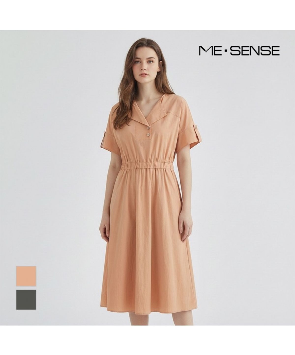 미센스(MESENSE) 숄카라 반팔 원피스_MB45OPM309A