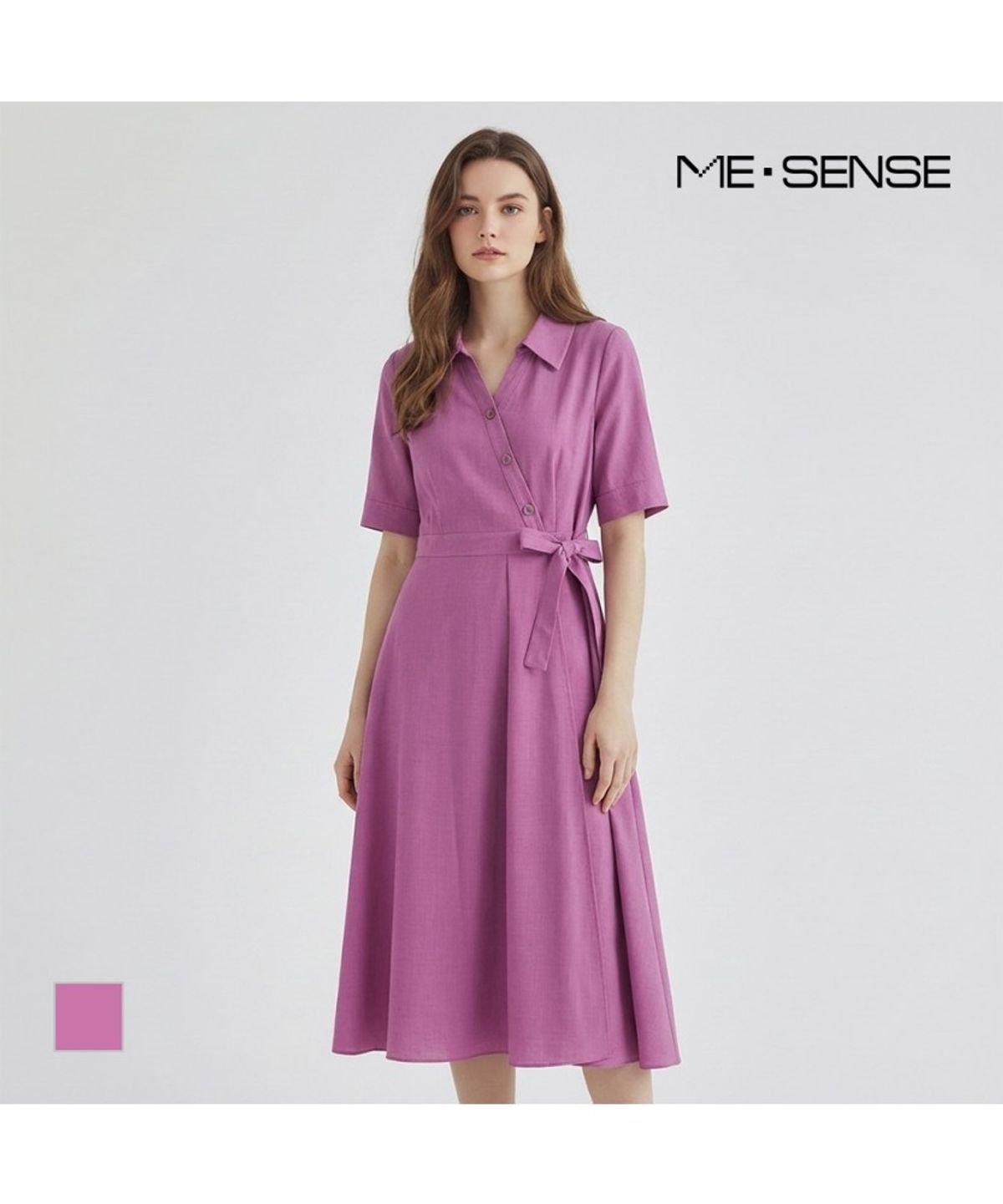 미센스(MESENSE) 사선여밈 A라인 원피스_MB45OPP106Z