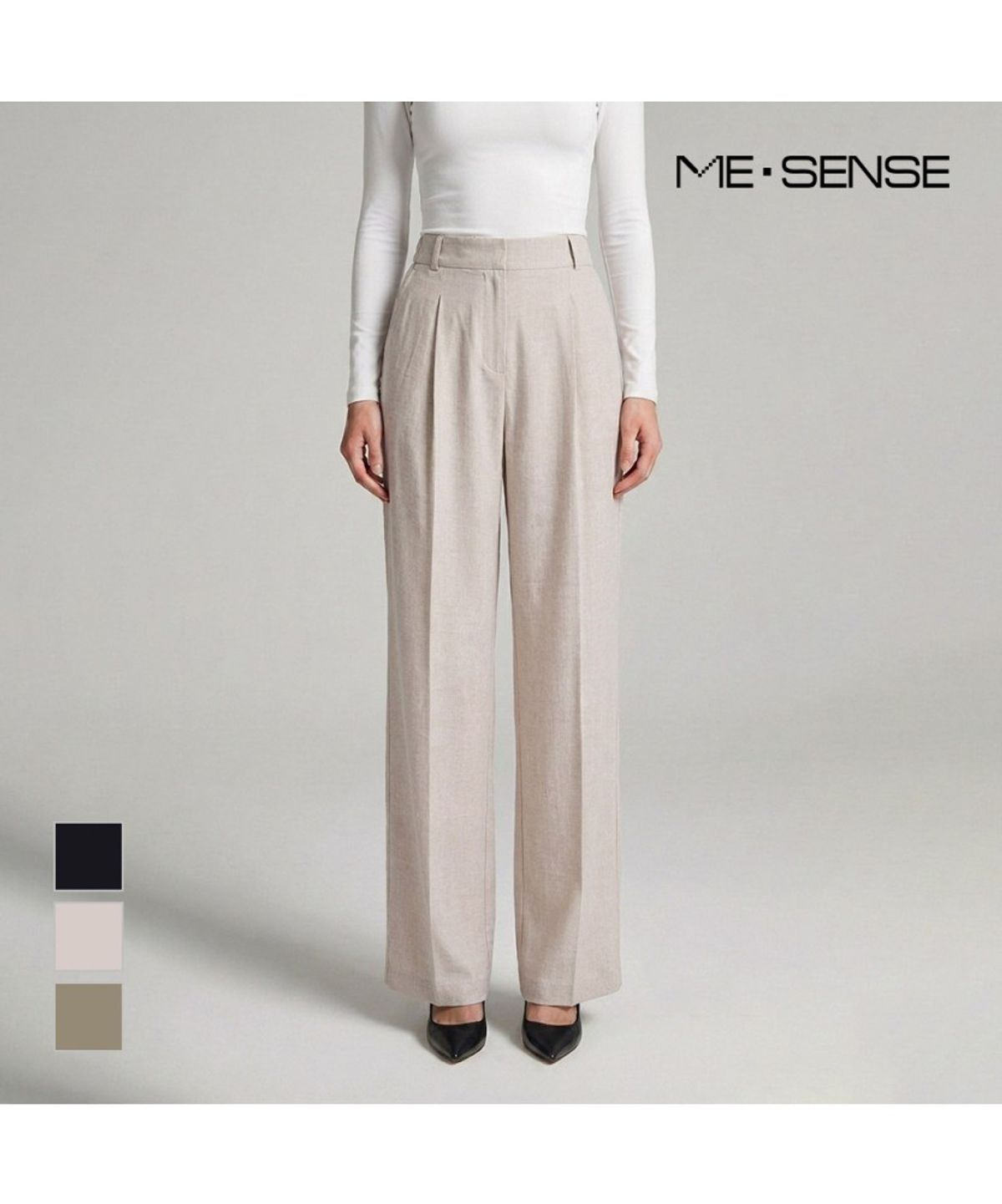 미센스(MESENSE) 사이드밴딩 와이드 팬츠_MB45SLM106Z