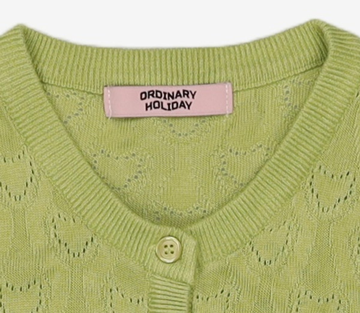 오디너리 홀리데이(ORDINARY HOLIDAY) 하트스카시크롭가디건 HEART PUNCHING CARDIGAN FREE