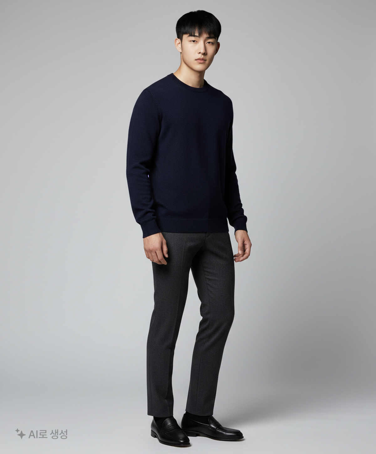 넌블랭크(NONBLANK) 라운드 니트_NAVY XL