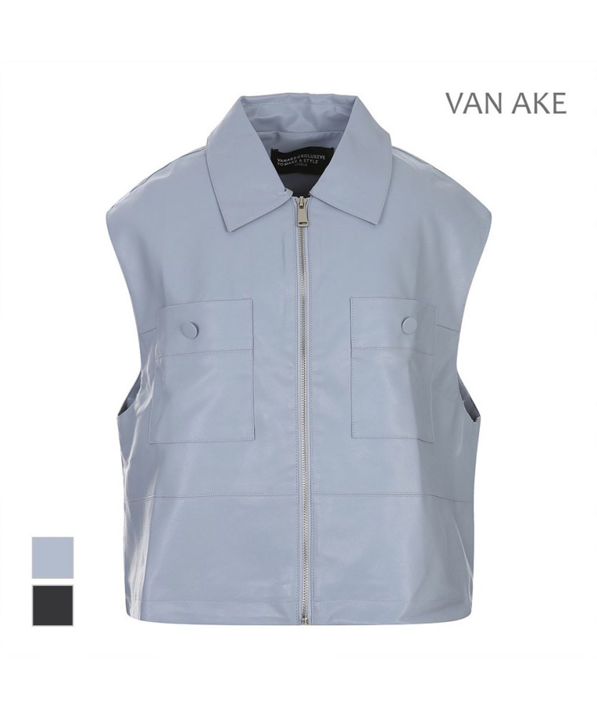 반에이크(VANAKE) 카라디자인 집업가죽베스트_VB43VTMD01Z