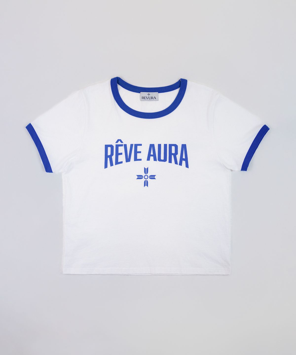 레뷰라(REVURA) REVE AURA CROP RINGER T-SHIRTS - UNISEX / FRENCH BLUE