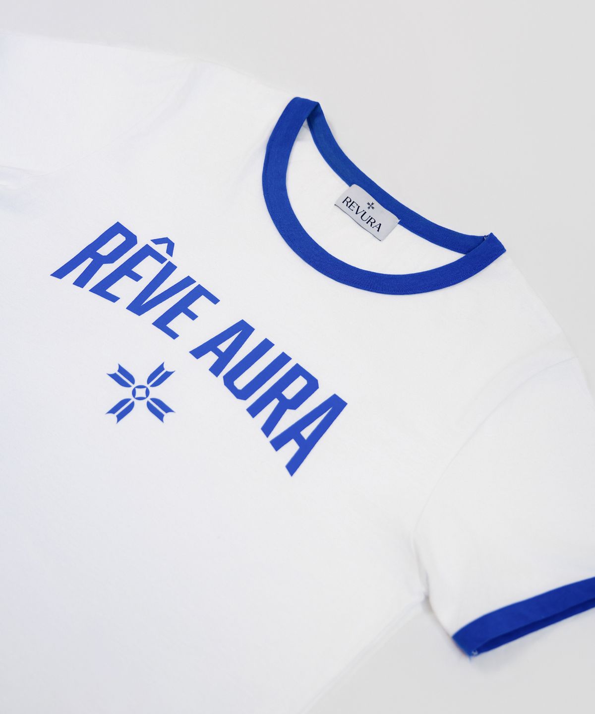 레뷰라(REVURA) REVE AURA CROP RINGER T-SHIRTS - UNISEX / FRENCH BLUE