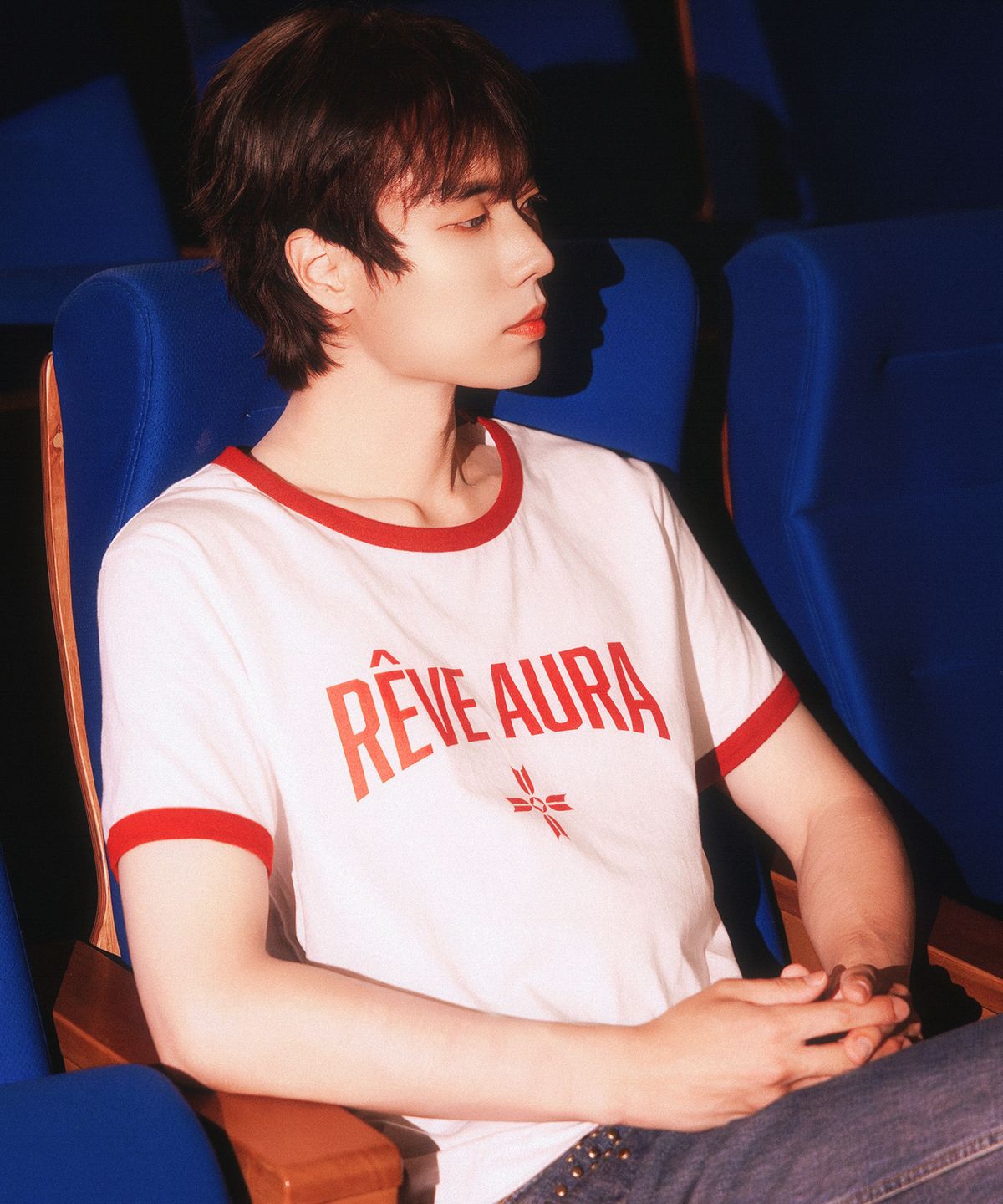 레뷰라(REVURA) REVE AURA CROP RINGER T-SHIRTS - UNISEX / BRICK RED