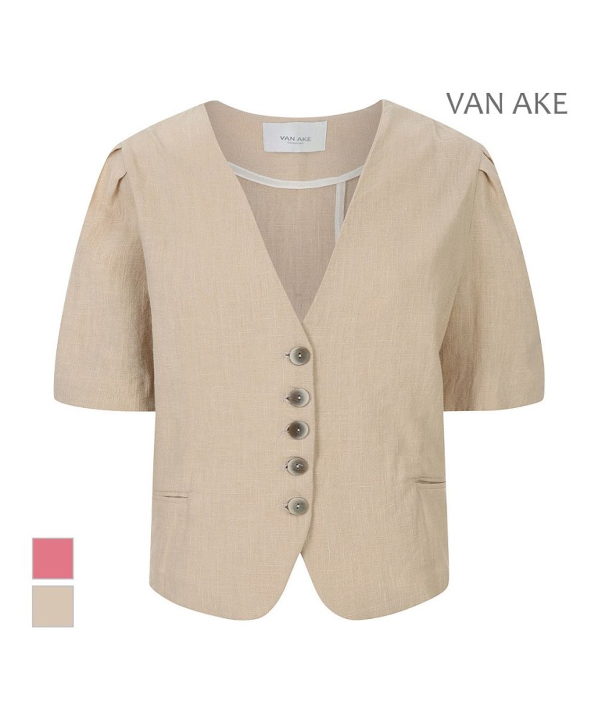 반에이크(VANAKE) 브이넥 반팔자켓_VB46JKQ301Z