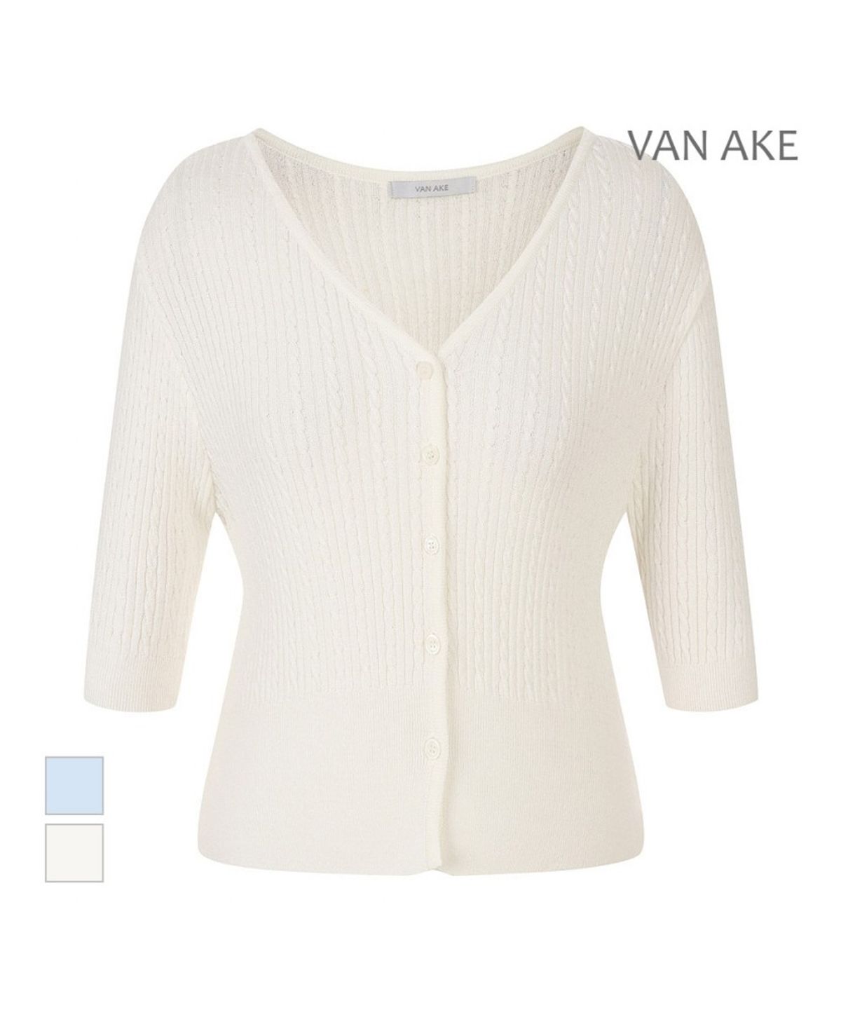 반에이크(VANAKE) 잔패턴 반팔 가디건_VB46KCQ302Z