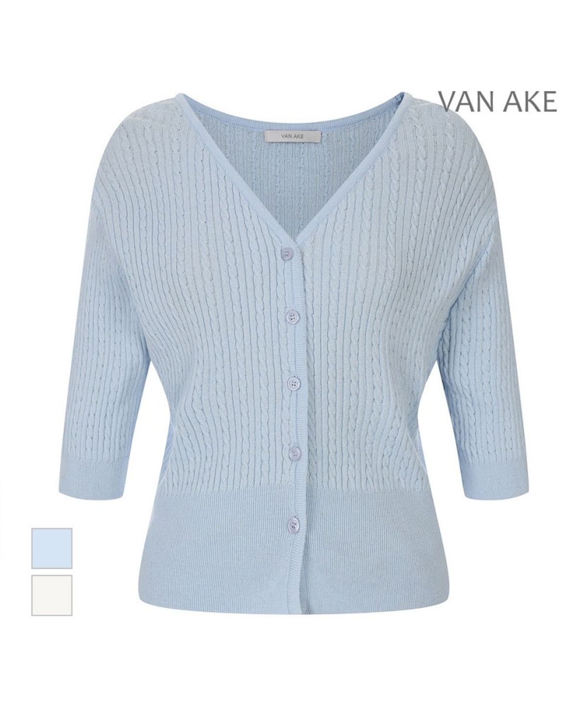 반에이크(VANAKE) 잔패턴 반팔 가디건_VB46KCQ302Z