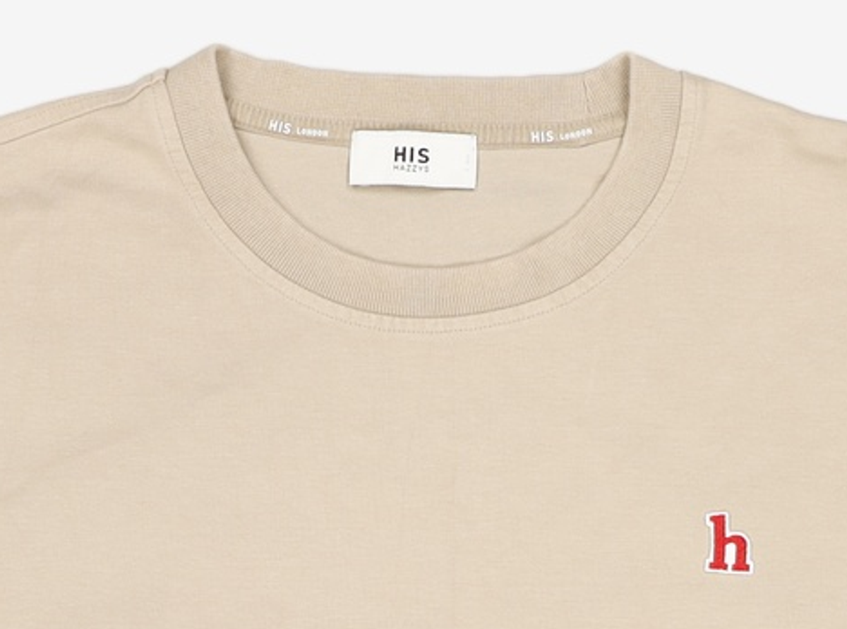 헤지스(HAZZYS) [HIS] 베이지 로고자수 면혼방 긴팔티셔츠 HZTS2A801I2 L