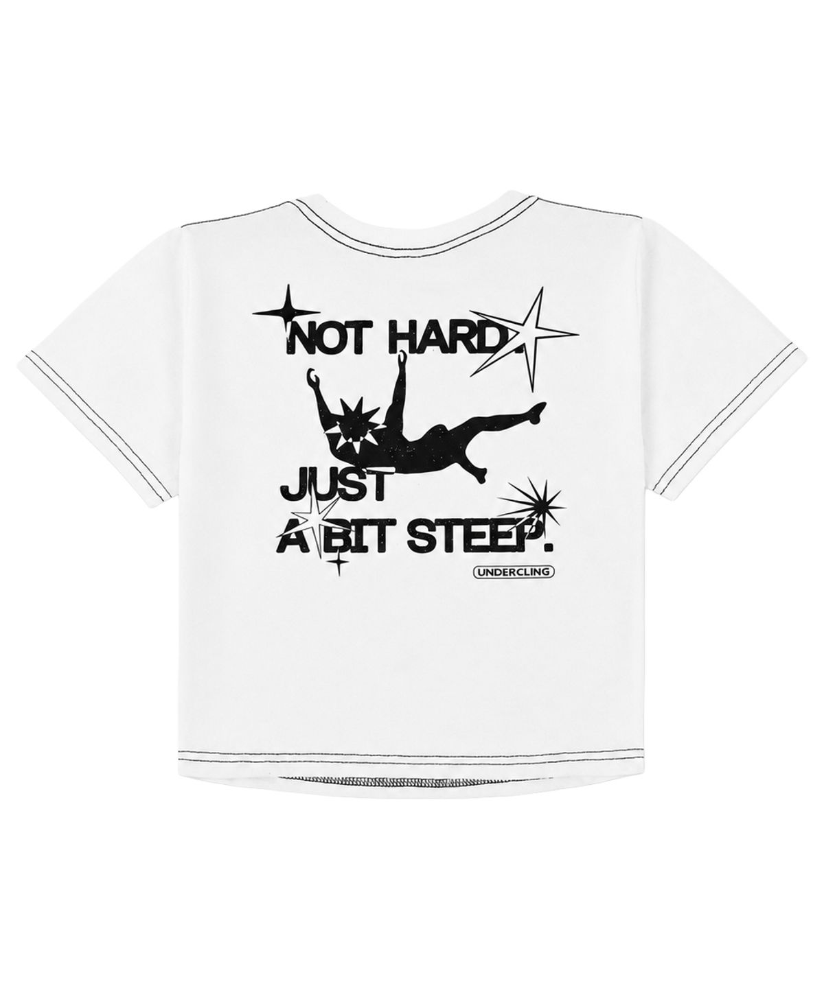 언더클링(UNDERCLING) NOT HARD 크롭 그래픽 티셔츠 (화이트)