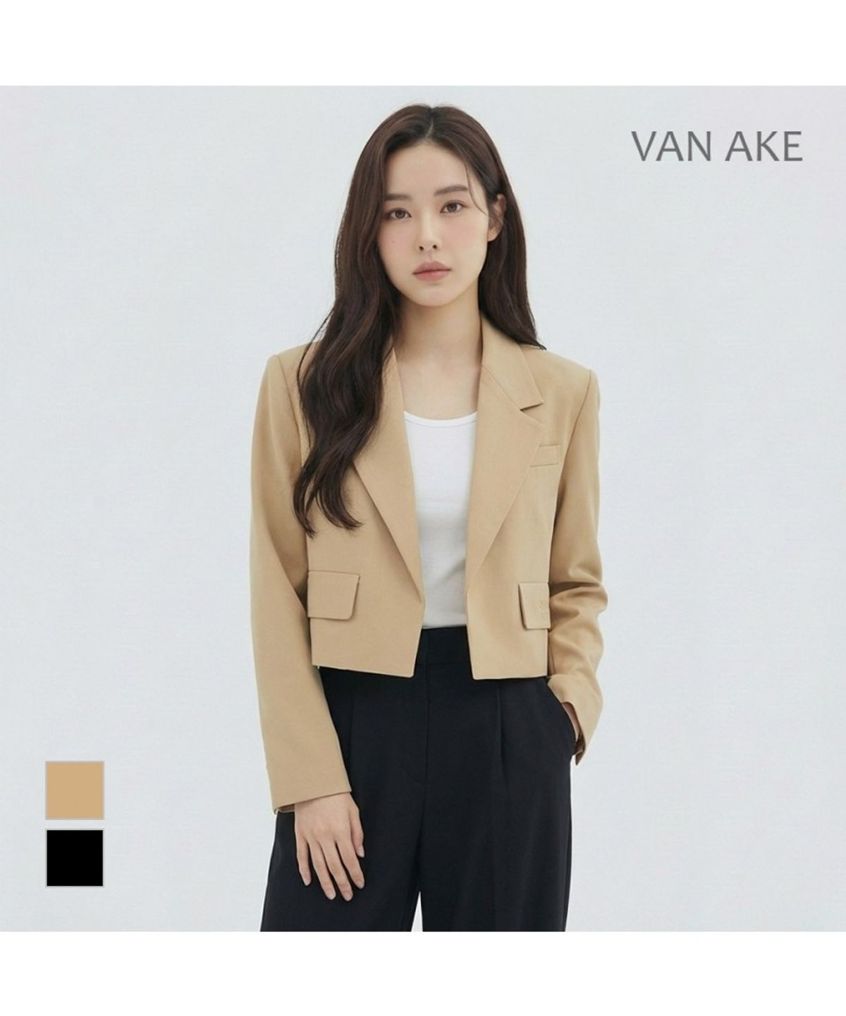 반에이크(VANAKE) 포켓레터링 크롭자켓_VB33JKUD02Z