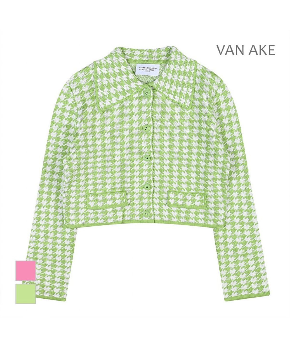 반에이크(VANAKE) 하운드투쓰 패턴 카라 니트가디건_VB33KCMV03Z