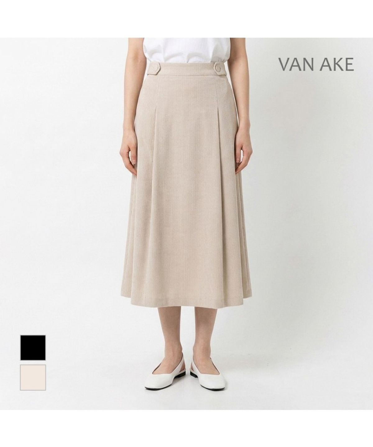 반에이크(VANAKE) 핀턱주름 스커트_VB33SKQ301Z