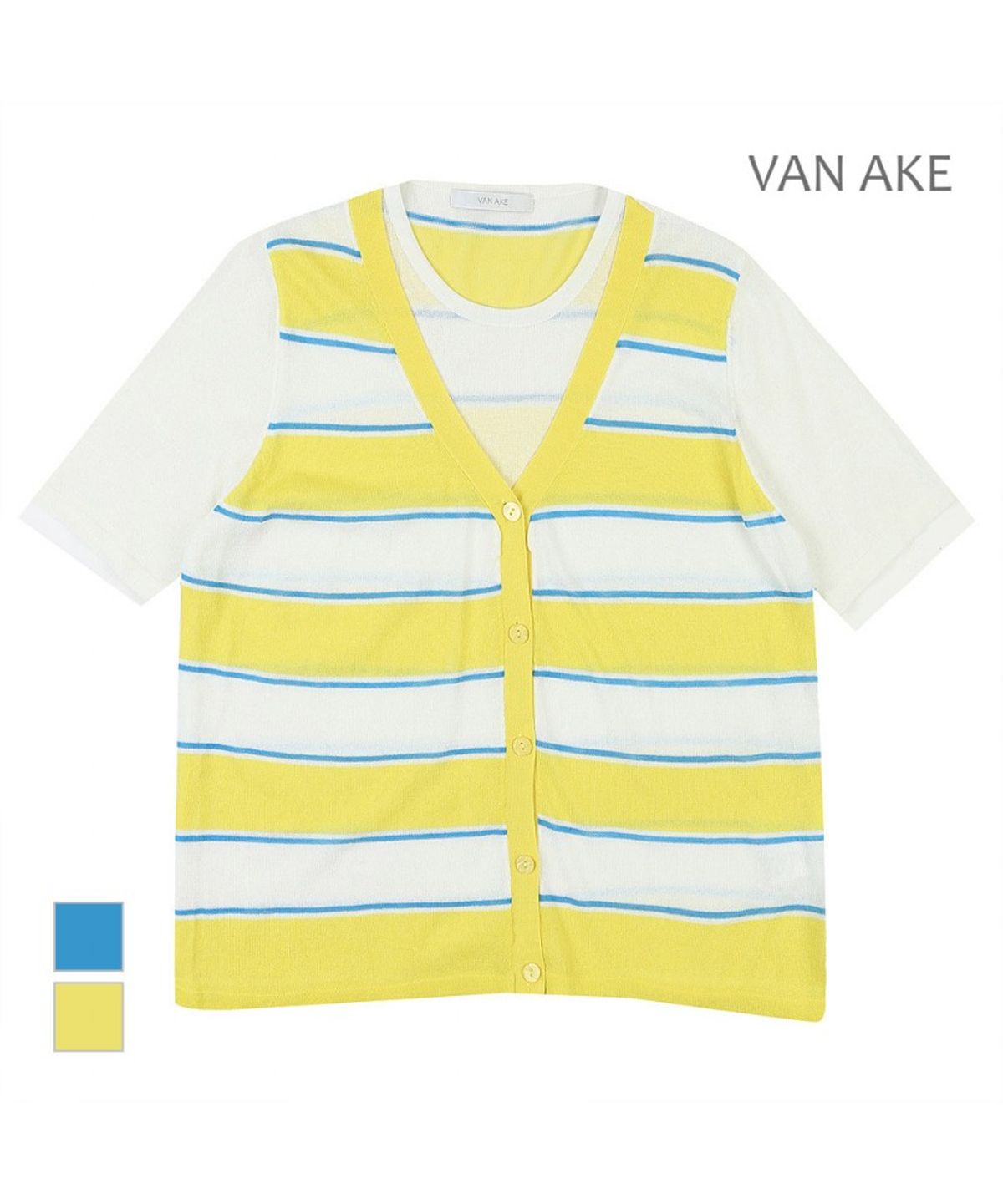 반에이크(VANAKE) 컬러배색포인트 반팔니트_VB27KTQ307Z