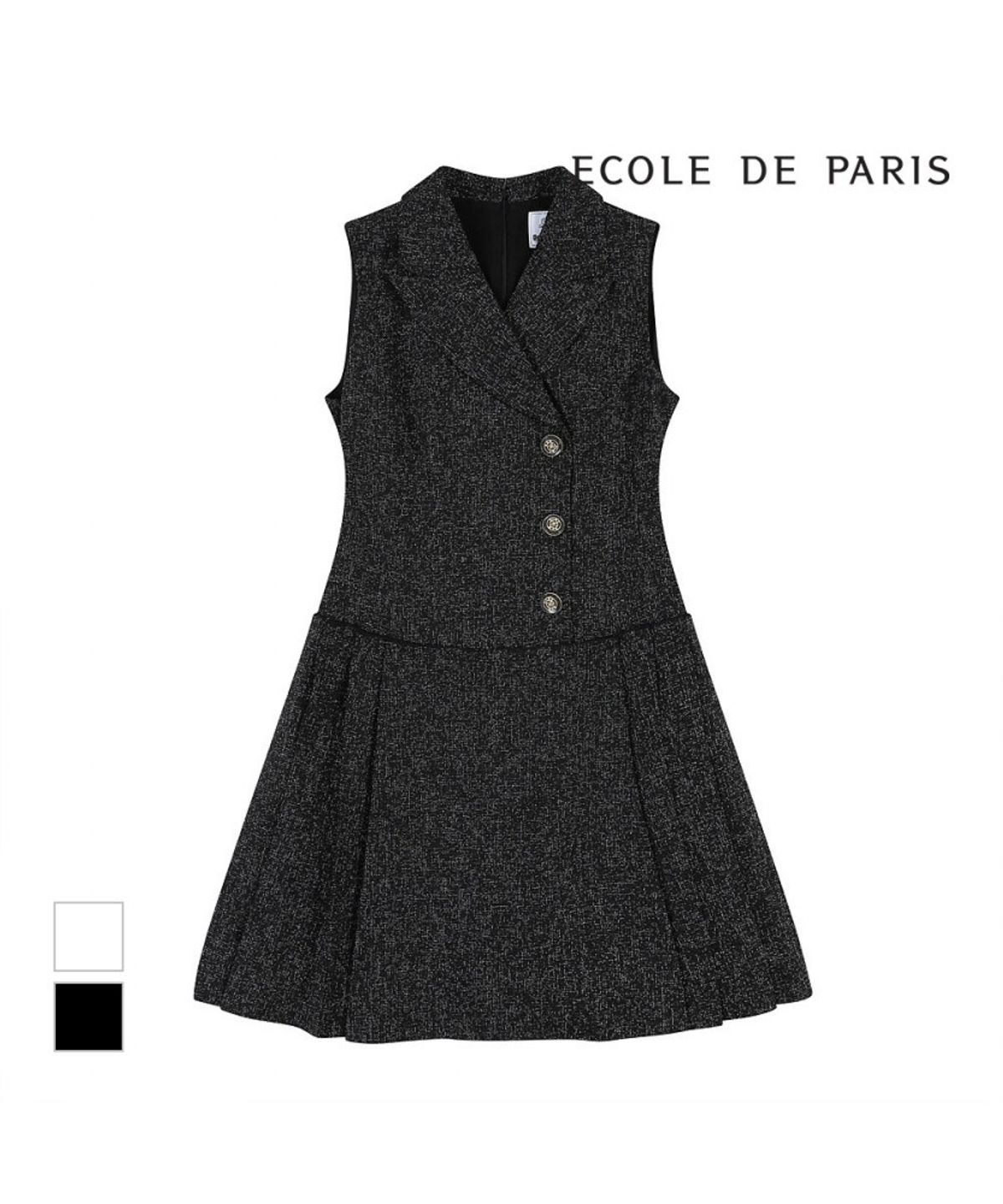 에꼴드파리(ECOLEDEPARIS) 카라넥 민소매 원피스_RB23WOA001Y