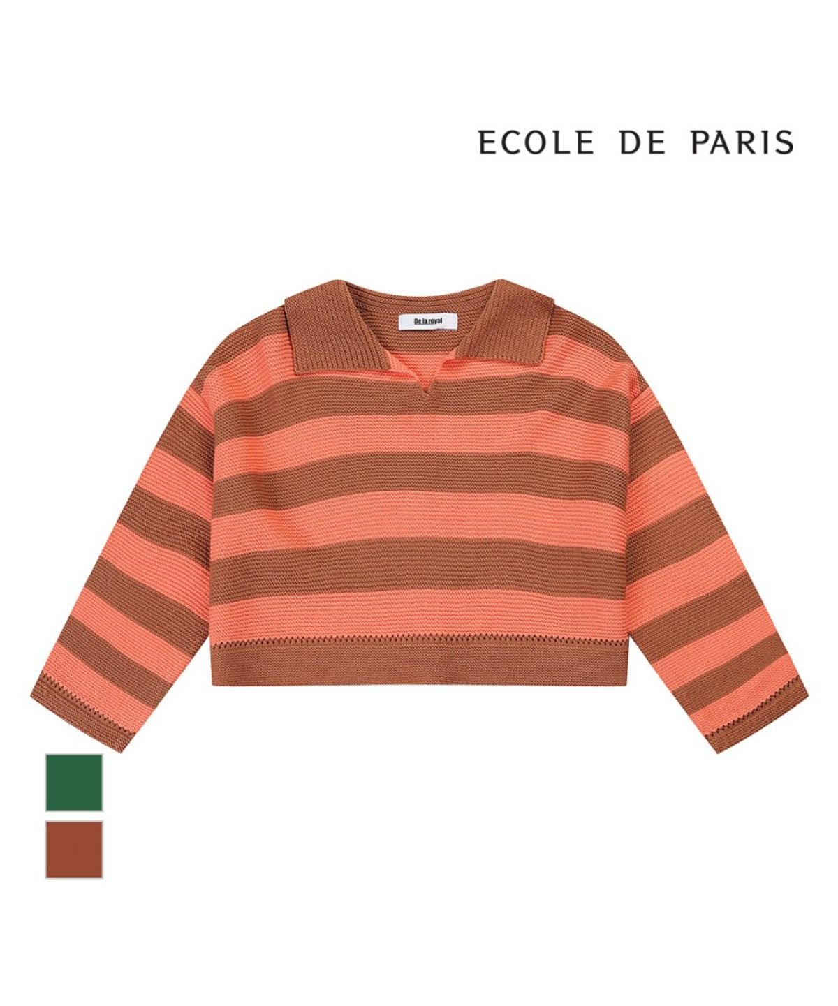 에꼴드파리(ECOLEDEPARIS) 투톤배색 카라 니트_RB32KKCM30Z