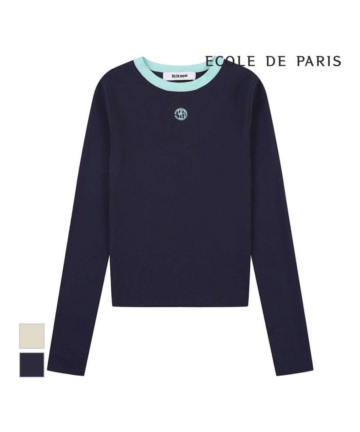 에꼴드파리(ECOLEDEPARIS) 라운드넥 배색 니트_RB32KKCM31Z
