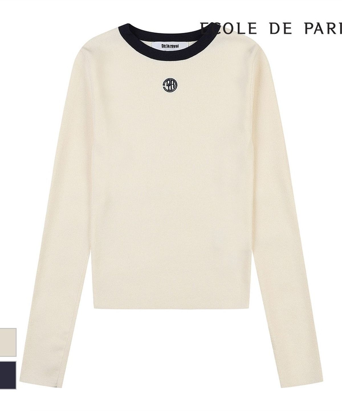 에꼴드파리(ECOLEDEPARIS) 라운드넥 배색 니트_RB32KKCM31Z
