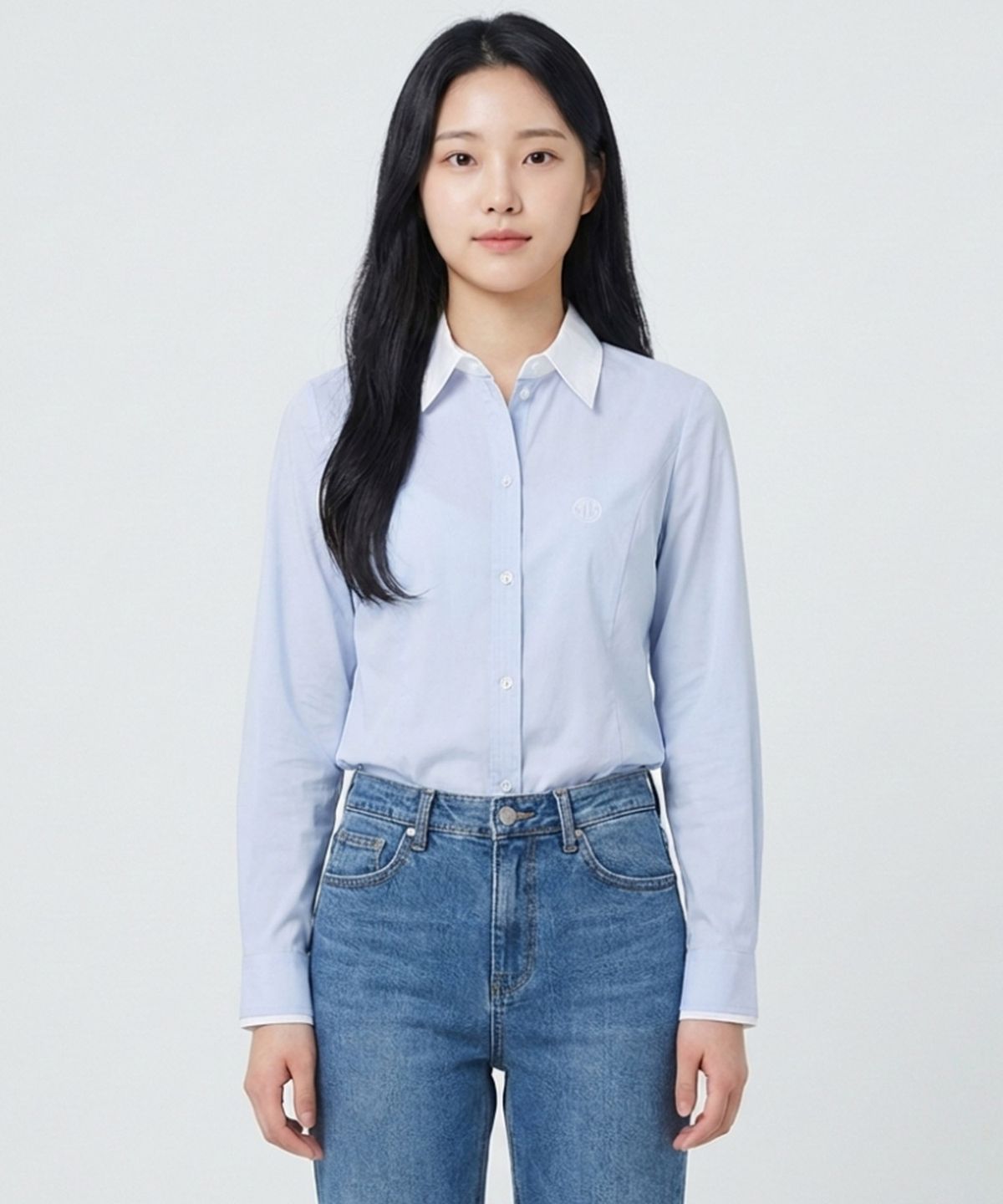 에꼴드파리(ECOLEDEPARIS) 와펜 카라배색 셔츠_RB32WBAM03Z